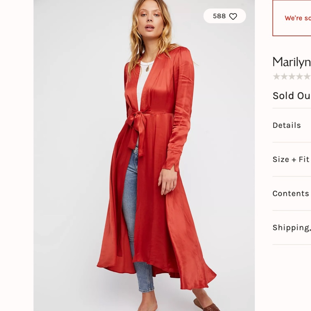 Free People Marilyn Satin Duster small